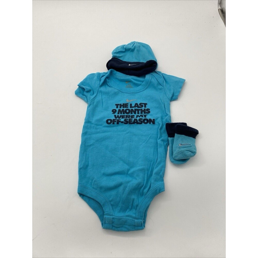 Nike Boys Bodysuit The Last 9 Months was My Off Season Short Sleeve 0-6M